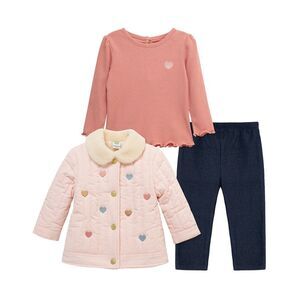 Little Me Girls  3Pc Heart Cord Jacket Set, Pink